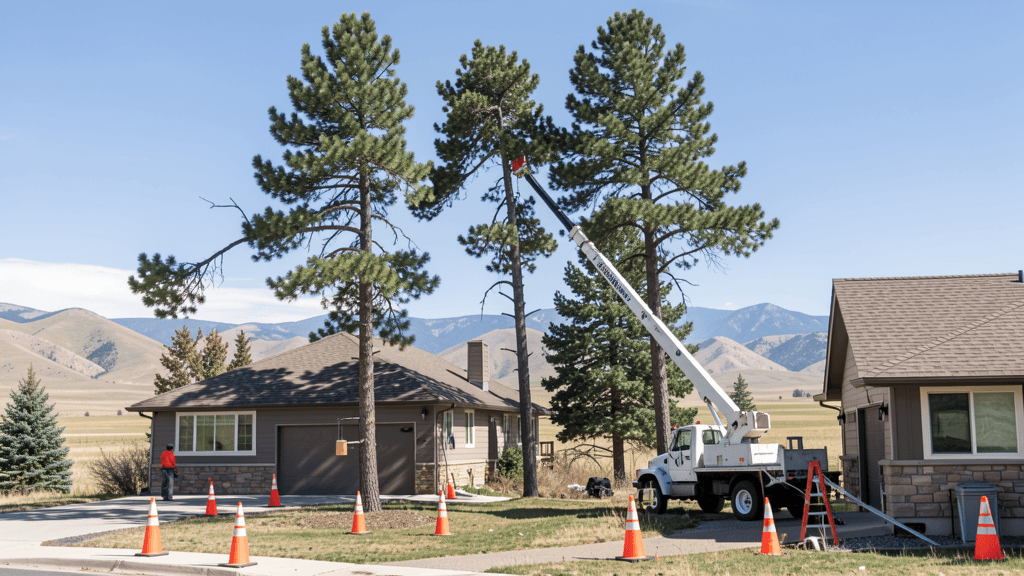 Residential yard after tree removal and cleanup